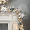 Glitzhome® 24" Pre-Lit Snow Flocked Greenery Pine Poinsettia Christmas Wreath & Matched 2 Pack 9ft. Garland Set